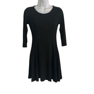 TOM'S WARE Women Casual Slim Fit and Flare Round Neckline Dress Sz S/M Black NWT